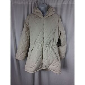 Royality For Me Diamond Quilt Drawstring Waist Jacket Ivory Womens Size XL